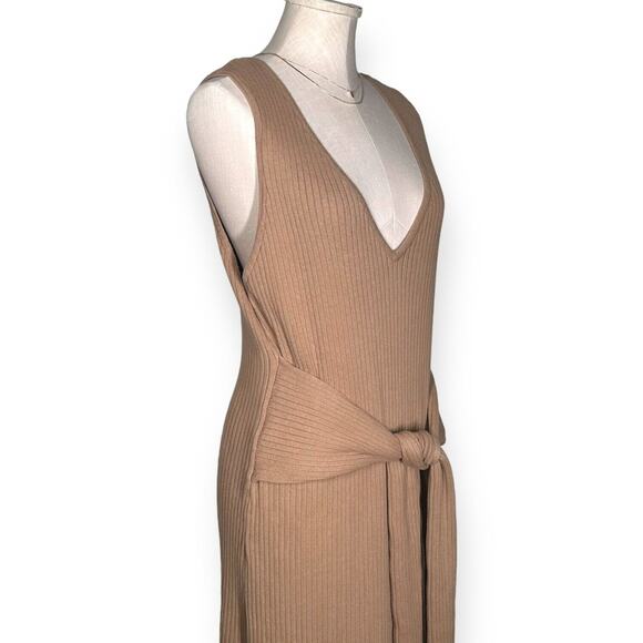 GOOD AMERICAN Rib Tie Waist Midi Dress Taupe Beige Maxi Sexy Cocktail Curvy 4X 7 - Picture 7 of 15